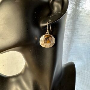 Silpada Bronzite and Hammered Sterling Silver dangling Earrings